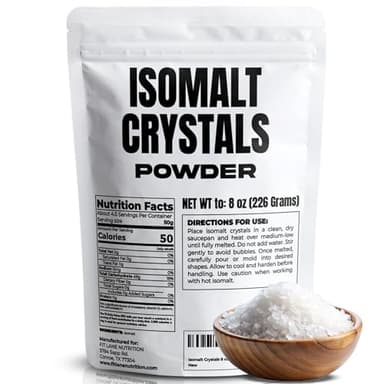 Isomalt Crystals 8 oz – Sugar Substitute Powder for Baking and Decorating – Clear and Ready to Use – Bulk Size – By Fit Lane Nutrition