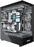 MUSETEX K2 PC Case, Computer Case 360MM RAD Support, Type-C Black ATX Case for PC, Full-View Dual Tempered Glass Mid Tower Case with 3 Non-LED Fans, Desktop Gaming PC Case