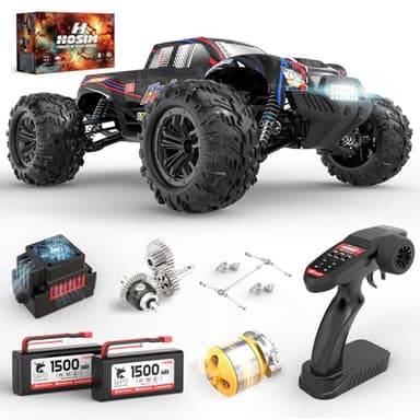 Hosim 1:10 Brushless RC Cars for Adults & Boys, 60+ KMH Big Remote Control Car, 4x4 Off Road Monster Truck, 40+ Min Play Waterproof All-Terrain RC Truck, Hobby Grade Electric Toy Vehicle Gift