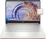 HP 14 inch Laptop Computer,Thin Lightweight 14 Laptop College Student,Intel Notebook Computer PC,8GB RAM 64GB eMMC+128GB SD Card,Windows 11 Laptop Microsoft Office 1Y,Camera,Long BatteryLife,Rose Gold