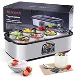 Yogurt Maker Automatic Digital Yoghurt Maker Machine with 8 Glass Jars 48 Ozs (6Oz Each Jar) LCD Display with Constant Temperature Control Stainless Steel Design for Home Use