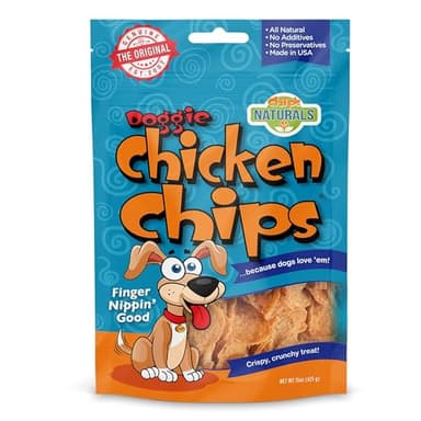 Chip's Naturals Doggie Chicken Chips Large 15 oz All Natural High Protein Low Calorie Healthy Dog Treats, Grain Free Gluten Free USDA Inspected & Approved Chicken Treat for Dogs, Pet Supplies