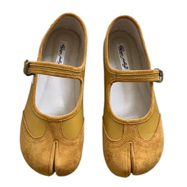 Tabi Shoes Women Mary Janes Ballet Flat - Low Top Split Toe Orthopedic Cute Casual Comfortable Walking Lightweight Female Solid All-Match for Daily Wear Beach Travel Athleisure Standing All Day (Yellow,8)