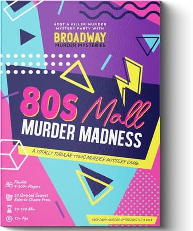 80s Mall Murder Madness | A Totally Tubular 80s Murder Mystery Dinner Party Game | Murder Mystery Games for Adults & Teens | 1980s Murder Mystery Game | Flexible 4-20+ Players | Physical Game Kit