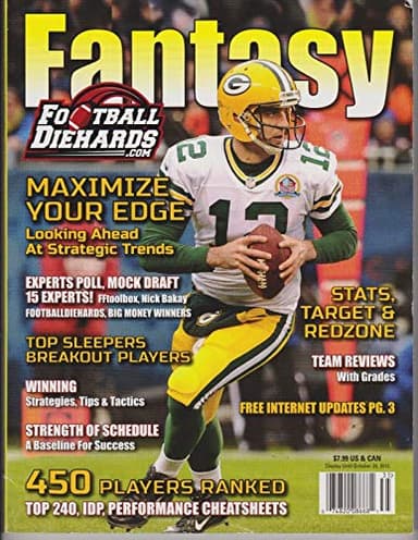 FANTASY FOOTBALL DIEHARDS MAGAZINE 2013,450 PLAYERS RANKED, TOP 240, CHEATSHEETS