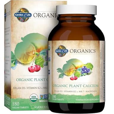 Garden of Life Calcium Supplement with Magnesium & Organic Vitamin D3 K2, Made from Whole Foods, Gluten-Free, 180 Count