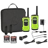 Motorola Solutions, Portable FRS, T605, Talkabout, Two-Way Radios, Emergency Preparedness, Rechargeable, 22 Channel, 35 Mile, Green, 2 Pack