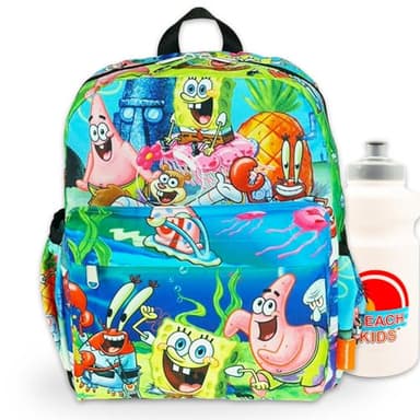 Nickelodeon Spongbob Backpack Set - Bundle with 12" Mini Backpack with Adjustable Straps Plus Water Bottle | Mini Spongbob Shoulder Bag for Kids, Women, Teens