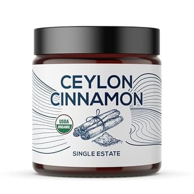 One Farm by WAAYB Organic Ceylon Cinnamon, Single Estate, Freshly Ground Premium Sri Lanka Cinnamon, Non-GMO, Fair-Trade & Gluten Free in Resealable Jar for Cooking, Smoothies, Lattes & Tea