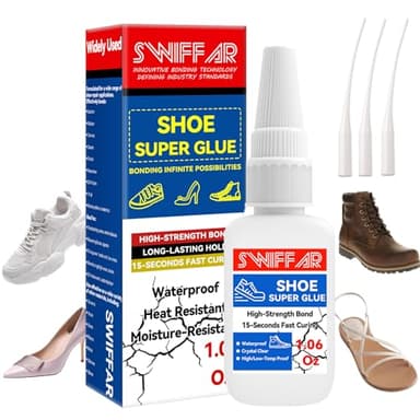 Shoe Glue, Super Clear Shoe Glue Sole Repair, Heavy Duty Repair Adhesive for Boot, Sneakers, Rubber Insole, Bottom, Leather Shoes, High Heels,Sandals, Waterproof, Quick Fix and Easy to Use