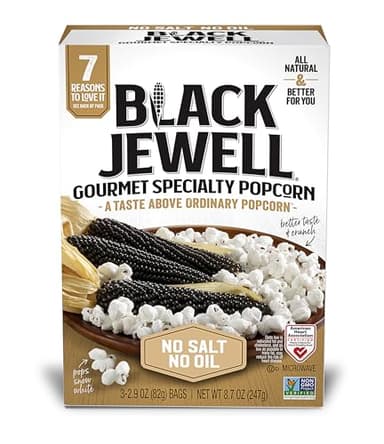 Black Jewell Gourmet Popcorn, Healthy Popcorn Snack, No Salt No Oil, 8.7 Ounces (Pack of 6)