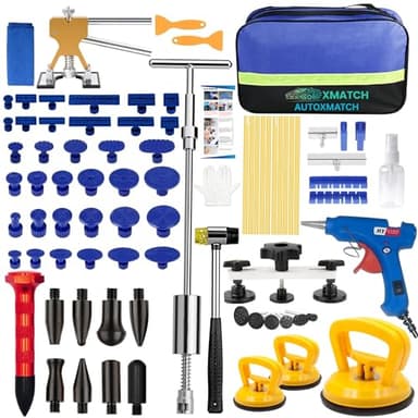 Autoxmatch 97 PCs Dent Puller Kit, Car dent pop Out Tool kit, Paintless Dent Removal Kit with Golden Lifter, Bridge Puller, Slide Hammer T-Bar, Small dent Puller, Dent Remover Tool for car, PDR Tools