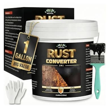 2-in-1 Rust Converter & Metal Primer - 1 Gallon Black Rust Paint Inhibitor for Metal, Ultra Car Rust Reformer & Encapsulator, Long-Lasting Anti Rust Conversion Coating, Heat Resistance
