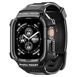 Spigen Rugged Armor Pro Designed for Apple Watch Ultra 2/1 Case with Band Protective TPU Cover with Strap - Black