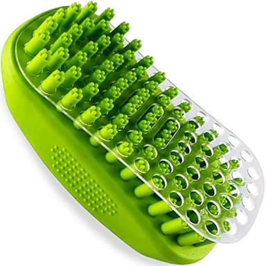Metopets Rubber Curry Brush for Short Haired Dogs, Soft Curry Comb with Removable Screen, Silicone Pet Brush, Use Wet as Bath Scrubber or Dry for Grooming Loose Hair