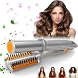 2 in 1 Straightener and Curling Iron, 3 Heat Temperature Adjustable Hair Waver, 60-Second Heat-up, Dual Voltage, Swivel Cord, Auto-Off, Easy to Use for All Dry and Wet Styling