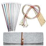 Tunisian Crochet Hooks Set with Case: 24pcs Tunisian Crochet Bamboo Hooks Set with Cable Afghan Aluminum Hooks Metal Crochet Yarn Extra Long Needles Knitting Tools Supplies