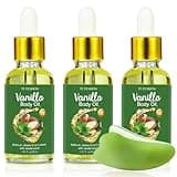 3 Pack Vanilla Body Oil Scented, Body Oils for Women after Shower, Nourishing Dry Skin with Jojoba Oil, Vitamin E and C, Travel Size 1.01 fl. oz/30 ml