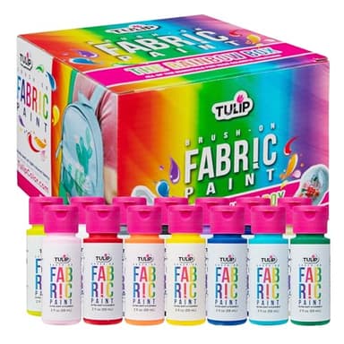 Tulip Brush-on Fabric Paints, 14 Colors 2 fl oz each, Permanent, Flexible, Rainbow