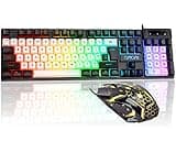 CHONCHOW USB Wired Keyboad and Mouse Combo, Full Size Rainbow LED Light Up Backlit Color Gamer Keyboard and Mouse Set, Mouse and Keyboard Combo for Computer Laptop Xbox PS4 PS5 Gaming and Work