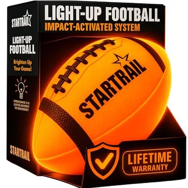 Glow in The Dark Football | Ultra-Bright Double LED Light-Up Football Size 6 with 3 Extra Batteries and Pump for Kids & Teens Ages 6+ | Outdoor Fun for Evening Play, Camping & Beach Games