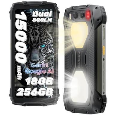 Blackview BV7300 Rugged Phone 2025(Dual 800LM Camping Lights), 18GB+256GB/SD 2TB, Android 14 Gaming Phone, 15000mAh+45W Rugged Smartphone, 50MP+30MP Night Vision Camera, NFC/Fingerprint/Dual SIM/GPS