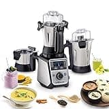 Hamilton Beach Professional 4-in-1 Juicer Mixer Grinder, Commercial-Grade 1400 Watt Motor, 3 Leakproof Jars, For Wet and Dry Spices, Chutneys and Curries, Engineered in India & USA (58770), Stainless