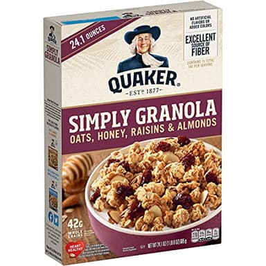 Quaker Granola Oats, Honey, Almonds & Raisins, 100% Natural, 24.1 Oz