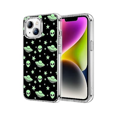 OUYAGAOYUAN Compatible with iPhone 15 Case, Mysterious Alien UFO Stylish Durable Full-Body Protection Trendy TPU Case for Girls Boys Women