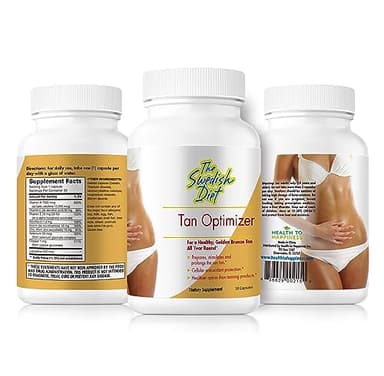 Tan Optimizer – Sugar-Free Tanning Pills with 25,000 IU Vitamin A, Beta Carotene & Antioxidants for Skin Health & Immune Support – 30 Capsules