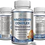 High Absorption Magnesium Citrate Complex 500mg Magnesium Citrate & Oxide – Supports Calm Sleep, Muscle Cramp Relief, Muscle Recovery, Healthy Teeth & Bones, Non-GMO – 60 Vegetable Capsules