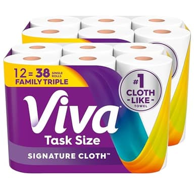 Viva Signature Cloth Paper Towels, Task Size, 12 Family Triple Rolls, 141 Sheets per Roll (Packaging May Vary)