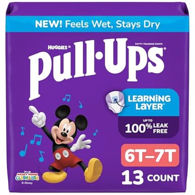 Pull-Ups Boys' Potty Training Pants, Size 6T-7T Training Underwear (55-75 lbs), 13 Count