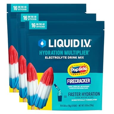 Liquid I.V.® Hydration Multiplier - Popsicle Firecracker | Electrolyte Powder Drink Mix | 3 Pack (48 Servings)