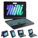 GreenLaw Keyboard Case for iPad Mini 7 A17 Pro(2024) & Mini 6 (2021) 8.3", Touchpad Keyboard with 7 Color Backlit, Type-C Rechargeable, 360° Rotate Case for iPad Mini 7th/6th Generation, Black