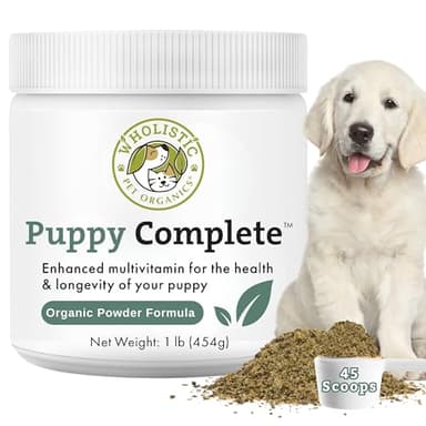 Wholistic Pet Organics Puppy Complete - Dog Multivitamin Powder - Daily Dog Vitamins and Supplements for Homemade Food - Immune System, Skin, Coat & Overall Health - All Breeds of Puppies - 45 Scoops