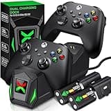 Upgraded Controller Charger Station with 2x5520mWh Rechargeable Battery Packs for Xbox One/Series X|S Controller, Dual Charging Dock for Xbox One Controller Battery Pack (Controller not Included)