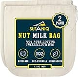 Nut Milk Bag - 2 Pack (12 x 12 Inches) 100% Unbleached Cotton Cheese Cloth for Straining, Premium Quality Reusable Nut Bag Strainer for Almond, Soy, Oat Milk, Juices, Cheese Making