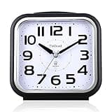 5.5" Silent Analog Alarm Clock Non Ticking, Gentle Wake, Beep Sounds, Increasing Volume, Battery Operated Snooze and Light Functions, Easy Set, Black (Best for Elder)