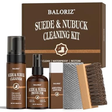 Suede & Nubuck Care Kit, 5-Piece Set with Cleaner, Protector, Suede Brush & Eraser Clean, Microfiber Cloth, Premium Care Kit Protect for Shoes, Boots, Uggs, Furniture, Jackets, Bags and Apparel