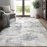 DMOYEST Living Room Area Rugs - 5x7 Abstract Large Soft Indoor Washable Rug Neutral Modern Low Pile Carpet for Bedroom Dining Room Farmhouse Home Office - Grey Blue
