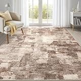 Abstract Living Room Rug 5x7 - Modern Washable Soft Thin Area Rug for Living Room Bedroom Under Dining Table - Neutral Indoor Floor Rug Carpets for Home Office Playroom Nursery - Brown