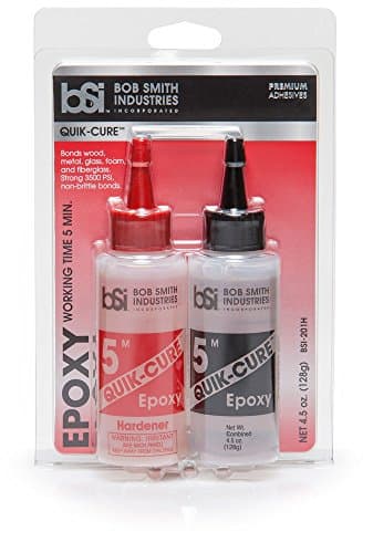 Bob Smith Industries BSI-201 Quik-Cure™ Epoxy - 4.5 oz. Combined, Clear - 5-Minute Fast-Setting Adhesive for Wood, Metal, Glass, Crafts & Repairs