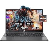 15.6'' FHD Business Gaming-Laptop-Computer - 6 Cores AMD Ryzen 5 6600H, 32GB DDR5 RAM 1TB SSD(Beat i5 12450H, Up to 4.5GHz), 100W Type C, 6 Cores 660M GPU, IPS, Fingerprint, Backlit Keyboard, Numpad