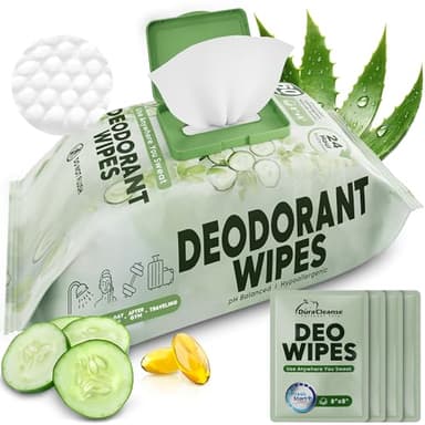 Deodorant Wipes for Women - Freshening Body Towelettes for Post-Workout, Travel, and Daily Deodorizing - On-the-Go Fresh Scent Cleansing Wipes, 60 Count (1 Pack)