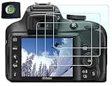 HUIPUXIANG Screen Protector for Nikon D3500 D3400 D3300 D3200 D3100 Camera(for accessories) with Hot Shoe Cover,0.3mm High Definition 9H Hardness Optical LCD Premium Glass Protective Cover [3+1 Pack]