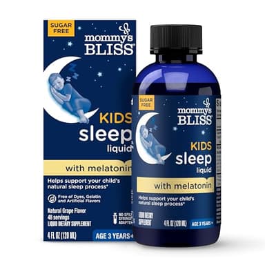 Mommy's Bliss Kids Sleep Liquid with Melatonin & Calming Herbs | Melatonin for Children 3 Years & Up | Grape Flavor | Sugar Free | 4 Fl Oz (60 Servings)