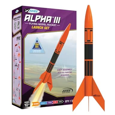 Estes 1427 Alpha III Rocket-Building Kit, Beginner Flying-Rocket Model Kit for Ages 10+, Includes Launch Pad and Controller