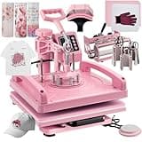 Leomru 8 in 1 Heat Press Machine 15x15 Inch, Heat Press Machine for T Shirts Hat Cap Mug Plate 360° Swing Away, Sublimation Heat Press Heat Transfer Machine W/ 30OZ Tumbler Press Pink
