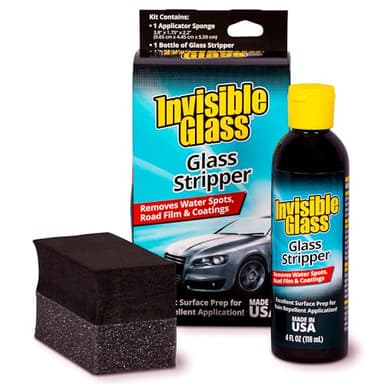 Invisible Glass 91411 Glass Stripper – Hard Water Spot Remover – Strips Coatings, Waxes, Oils & Road Film – Preps Windshields for Rain Repellent & Ceramic Coating – 4 Fl Oz